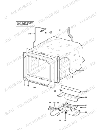 Взрыв-схема плиты (духовки) Parkinson Cowan LIB50WL3 - Схема узла H10 Main Oven Cavity (large)